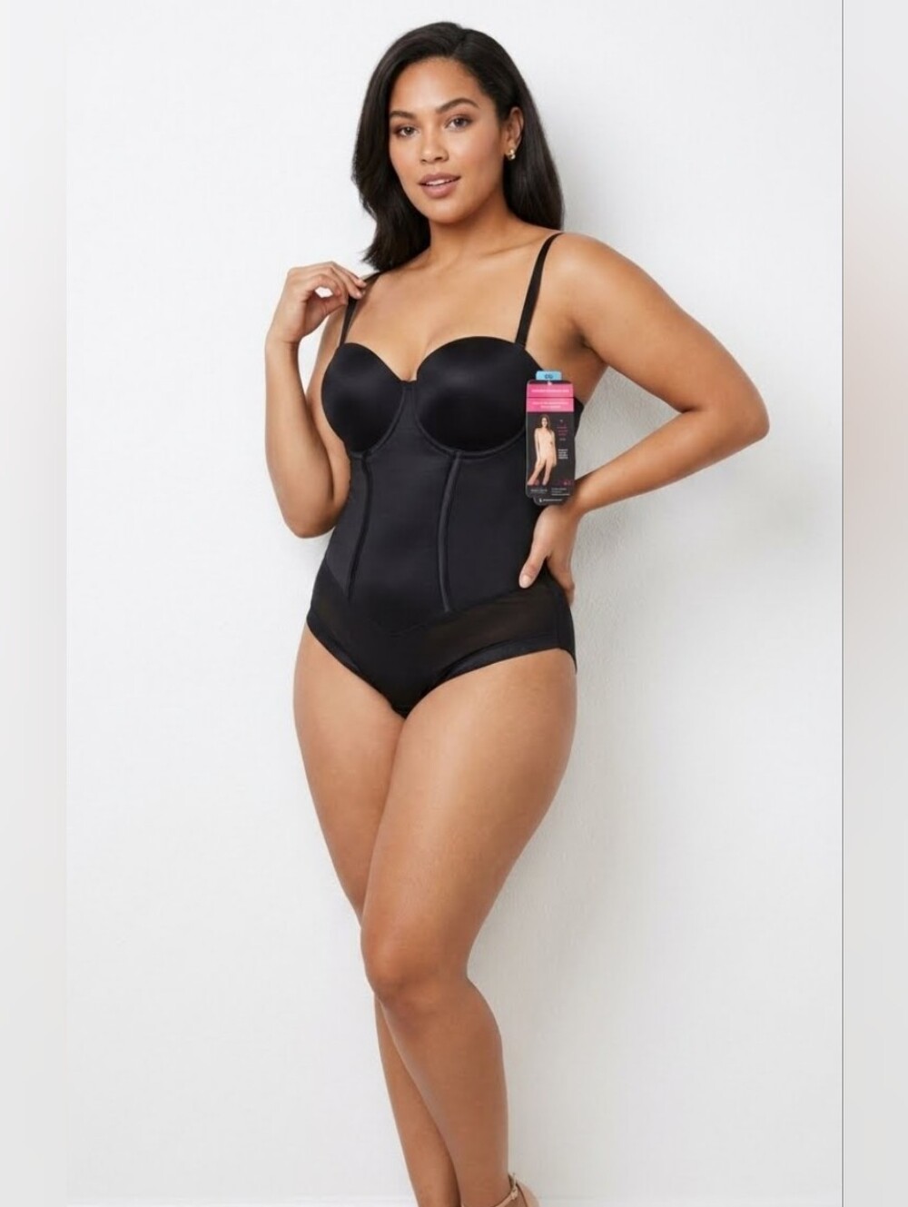 Maidenform Black Underwire Shaping Bodysuit with Adjustable Straps
